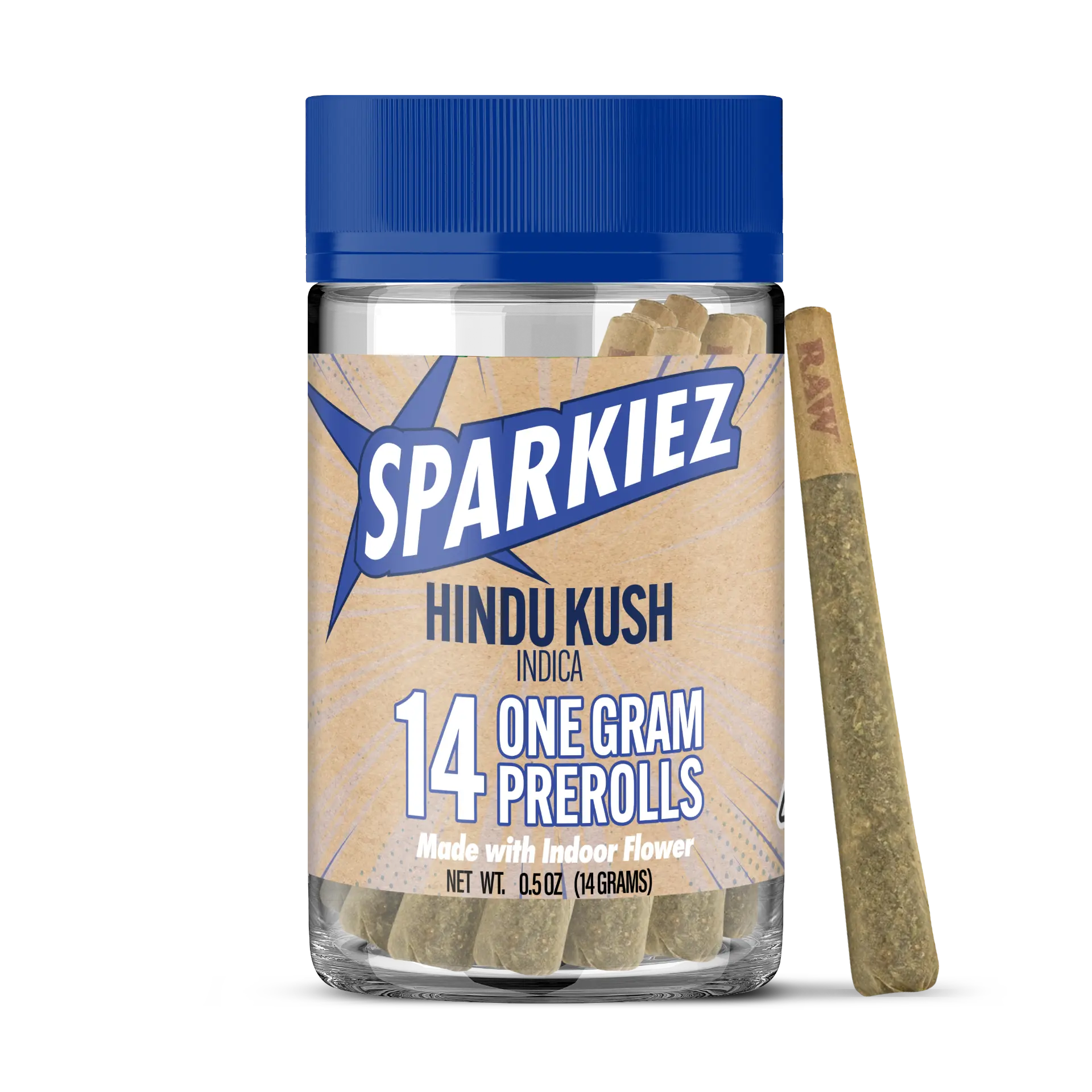 Sparkiez Hindu Kush 14-pack jar of one-gram indoor prerolls